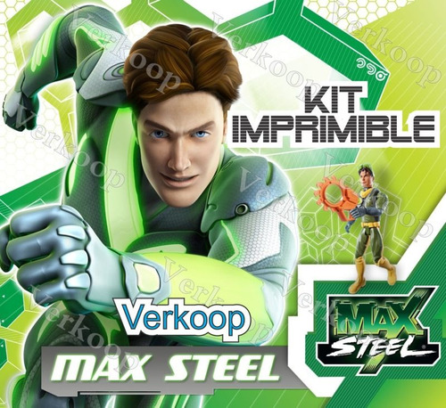 Kit Imprimible Max Steel Invitaciones Tarjetas Marcos Fondos