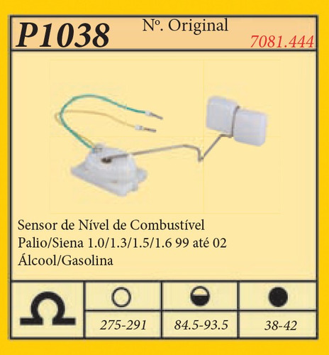 Sensor De Nível De Combustível Siena 1.0 99 Até 02  Alc/gas