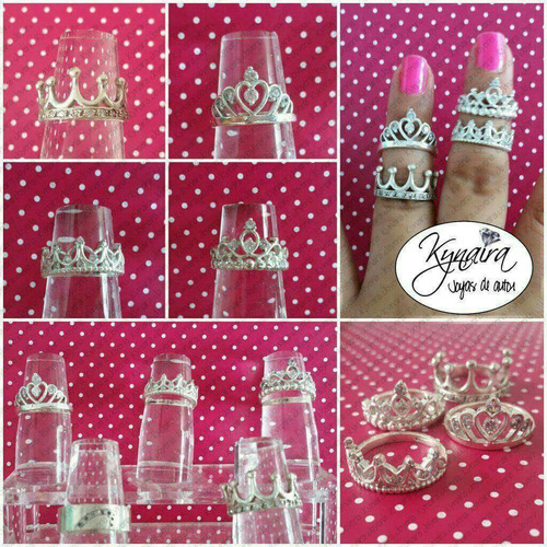 Anillos De Corona Plata Princesa Reyna 950 Aros Kynaira