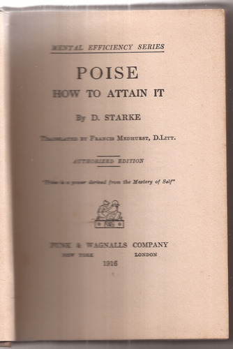 Libro En Ingles Poise How To Attain It By D.starke