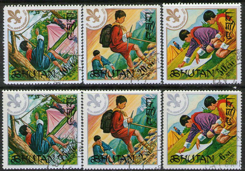 Bhutan Serie Completa X 6 Sellos Usados Tema Scouts Año 1971