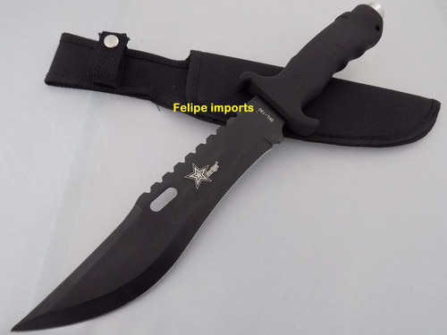 Faca Tática Militar Preta Bushcraft Cabo Abs  Skl 037