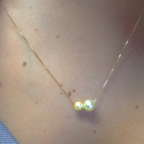 Imagem 2 de 3 de Gargantilha Em Ouro 18k Com Pérolas Naturais Linda Jóia