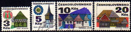 Checoslovaquia Serie X 4 Sellos Usados Antiguo Edificio 1972