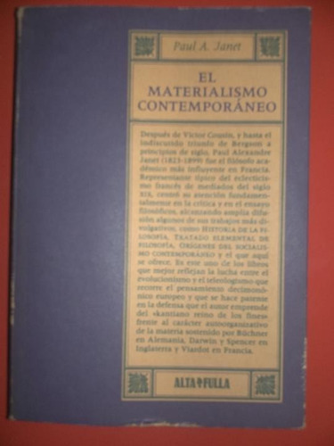 El Materialismo Contemporáneo De Paul A. Janet