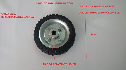  Roda 6x2 Pneu Maciço Elastico Carrinho Carga Carreta