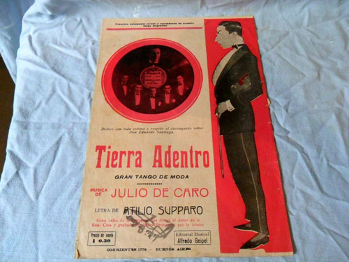 Tierra Adentro, De Caro, Supparo, Partitura Tango