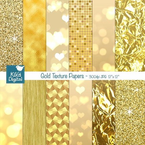 Kit Imprimible Pack Fondos Oro Dorado Clipart Cod1