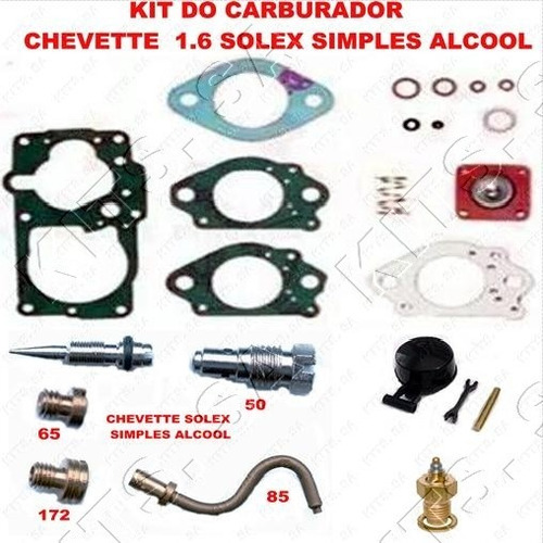 Kit Carburador Chevette 1.4/1.6 Alcool Solex Simples Complet