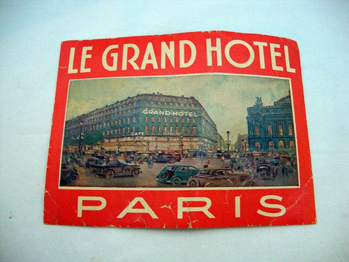 Antigo Decalque Do Le Grand Hotel Paris Para Bagagem