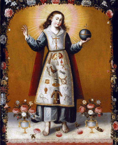 Lienzo Canvas Niño Dios Y Símbolos Arte Sacro Siglo 18 50x60
