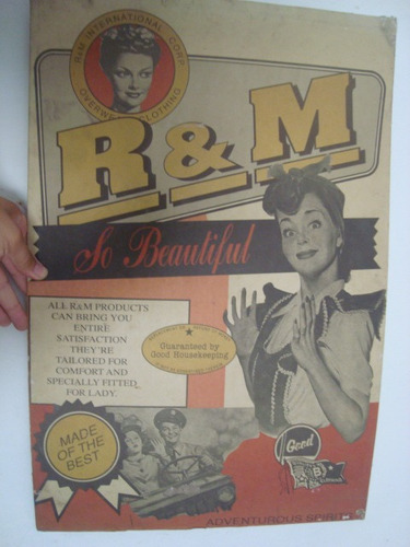 Antiguo Póster De Cartón R&m Internat Corp. Good