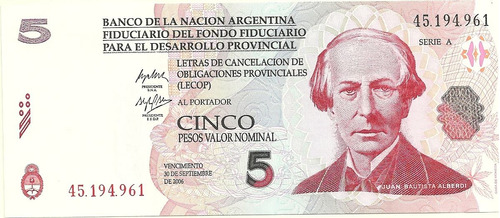 Billete Bono 5 Lecops Sin Circular