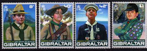 Novedad 4 Estampillas Gibraltar Tema Scouts Uniformes 2007