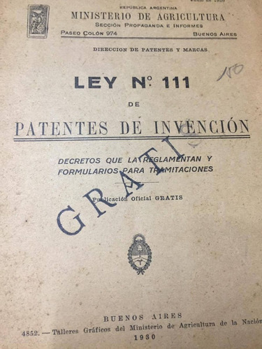 Ley Nº 111 De Patentes De Invencion. S8