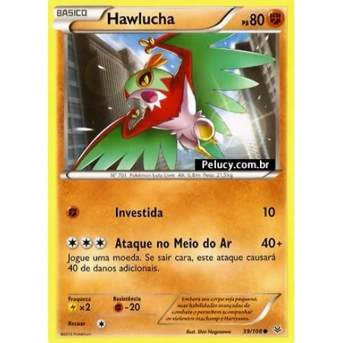 2x Hawlucha Pokémon Físico Comum 39/108 - Xy Céus Estrondos