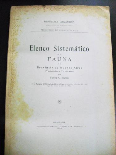 Elenco Sistematico De La Fauna De La Prov. De Bs As 1924