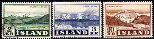 Islandia Serie Completa X 3 Sellos Usados Glaciares Año 1957