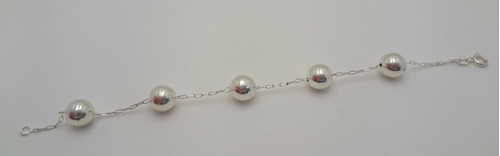 Pulseira Bola Bolinha 11mm 19 Cm Prata 925 Legítima