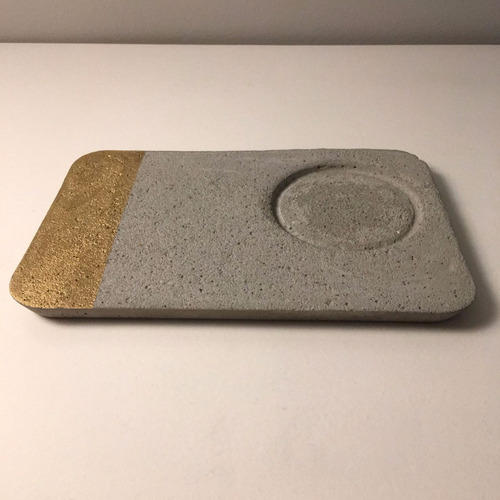 Bandeja Para Taza O Copa En Cemento Diseño Minimalista