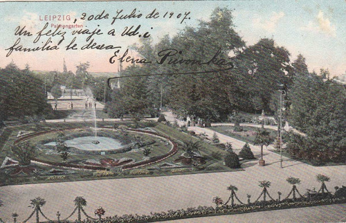 Antigua Postal 1907 Alemania Leipzig Palmengarten Postcard