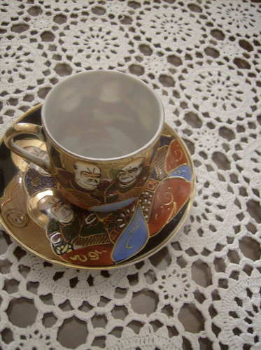 Taza Y Plato De Cafe Antigua Porcelana Satsuma Japonesa