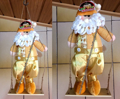 Papai Noel Dourado Balanço Enfeite Natal Decoração