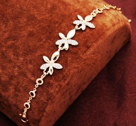 Pulseira De Flores Banhada A Ouro 18k