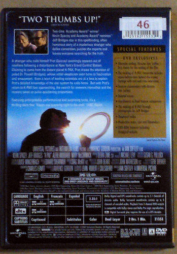 Kevin Spacey Jeff Bridges K-pax Dvd Usa / Kktus (Usado)