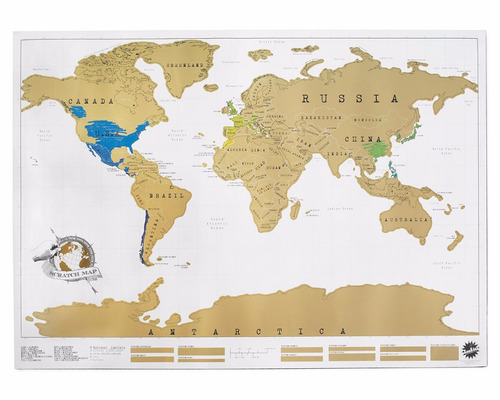 Mapa Raspa Scratch Map Raspadita Viajeros Vinilo Regalo Blanco Y Marron