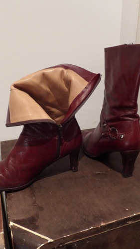 Botas De Cuero Bordo Talle 39