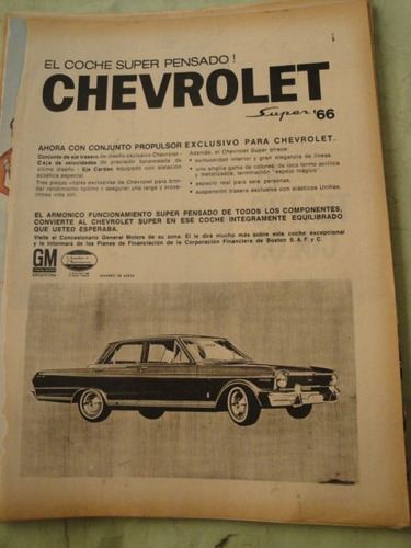 Publicidad Chevrolet Super Año 1966 Hoja Sola