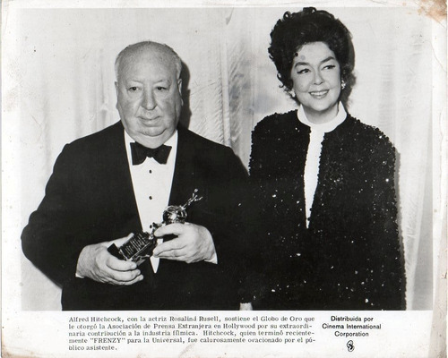 Foto Original Alfred Hitchcock Rosalind Russell Globo De Oro