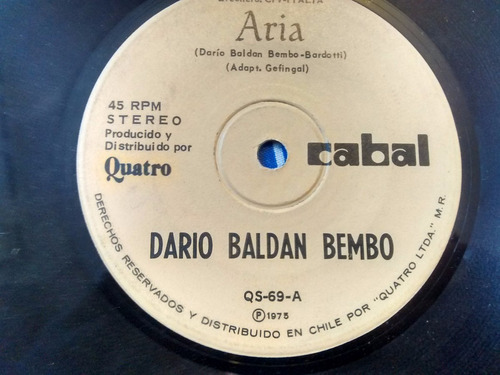 Vinilo Single De Aria - Dario Baldan Bembo (k31