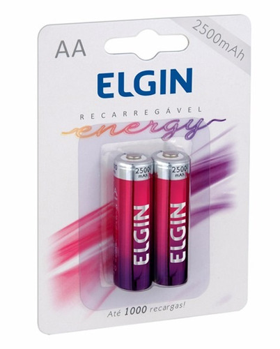 Pilha Aa Recarregavel Elgin 2500mah Com 2 Pilhas Original