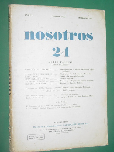 Revista Nosotros 24 Mar/1938 Ercasty Larra Portnoy Giusti