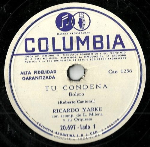 Ricardo Yarke       Tu Condena - Solo     ( Disco De Pasta )