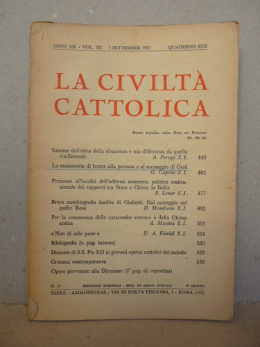 La Civiltà Cattolica. 1957/58