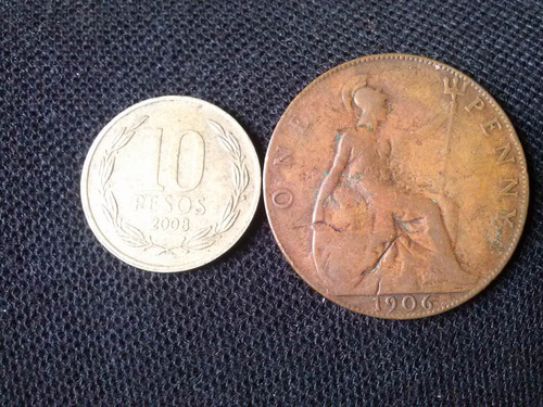 Moneda Gran Bretaña 1 Penny Cobre 1906 (c39)