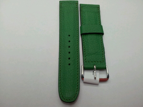 Malla Para Reloj Cuero Verde Lisa 22mm