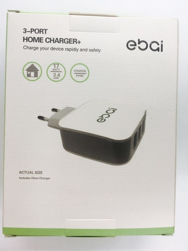 Carregador Com 3 Usb Ebai 3.4 Amp + Cabo P/ iPhone