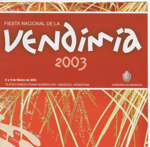 Programa De La Fiesta De La Vendimia 2003  (r 137 )