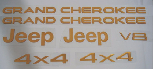 Kit Adesivos Resinados Grand Cherokee Dourado Alto Relevo