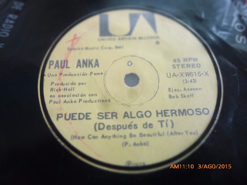 Vinilo Single De Paul Anka -- No Me Gusta Dormir( A130-w199 (Usado)