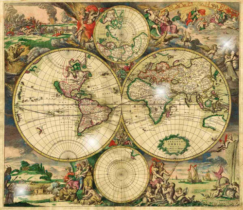 Lienzo Canvas Arte Cartografía Mapa Mundi 1689 85x100