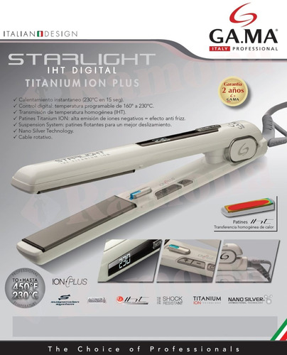 Plancha Ga.ma Starlight Titanium Ion Plus Iht Digital Gama
