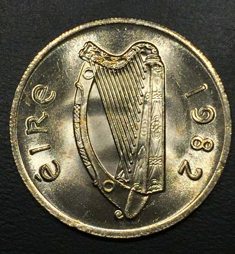 Irl008 Moneda Irlanda 5 Pence 1982 Unc-bu Ayff Error (Usado)