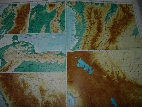 Mapa Antiguo 117 Lagos Cuencas Delta Andes America Del Sur