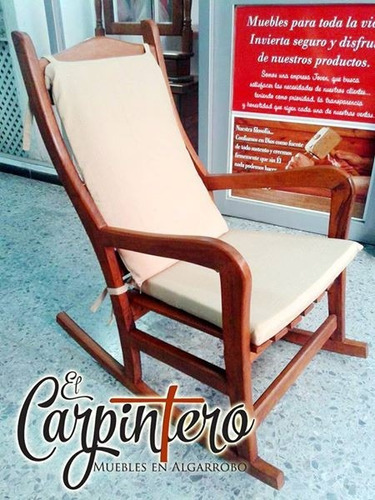 Sillón Mecedor De Algarrobo Con Almohadones