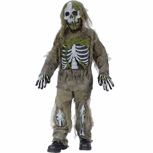 Disfraz De Zombie Esqueleto Niño Halloween Talla Medium